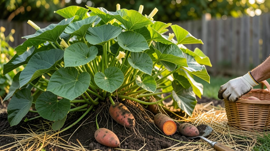When to Pick Sweet Potatoes from the Garden: Firm Stem Twist Test for Peak Sweetness